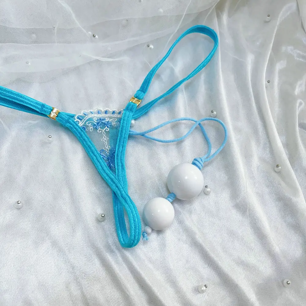 Extra Mini Female T-back Panties Low Rise G-string Insert In Sexy Briefs Micro Pearls Thong String Underpants Sexy Pink knicker