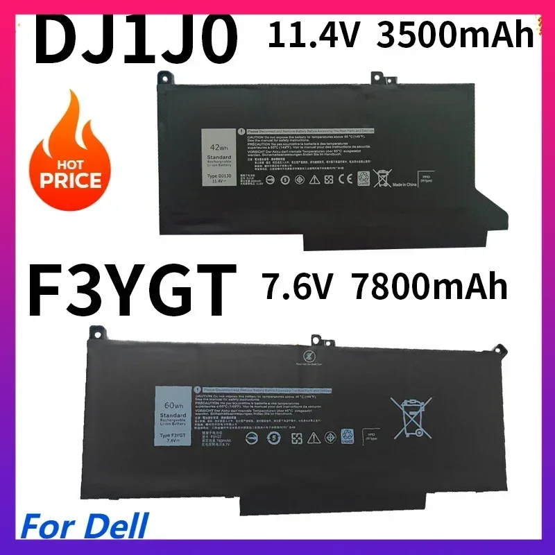 New F3YGT 60Wh DJ1J0 42Wh  Laptop Battery For Dell Latitude 12 13 14 7280 7290 7380 7390 7480 7490 E7280 E7290 E7380 E7390