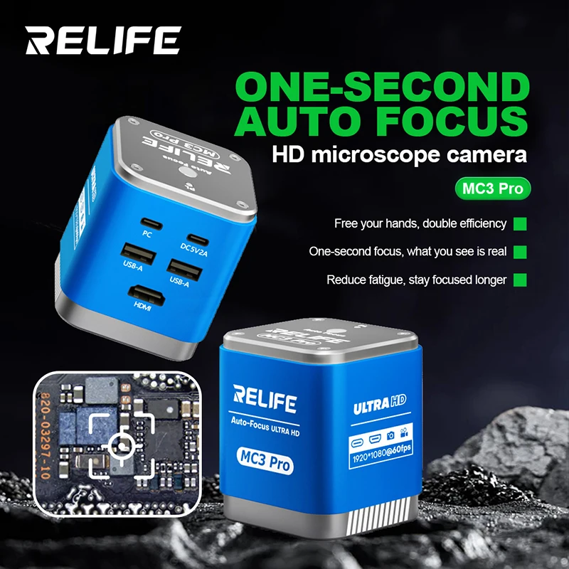 RELIFE MC3 Pro HD Microscope Camera One-second Auto Focus 1920*1080 Resolution No need for Frequent Manual Focus Adjustment