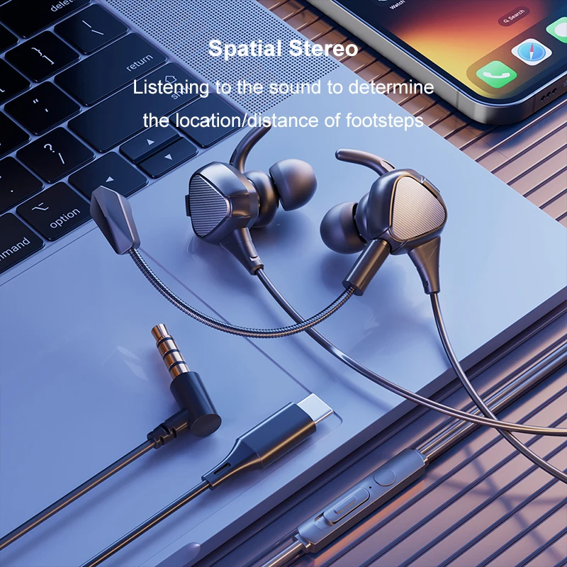 سماعات ألعاب Esports داخل الأذن مع ميكروفون سماعات أذن استريو محلية لهواتف iPhone وسامسونج وهواوي وشاومي وسماعات ألعاب Switch