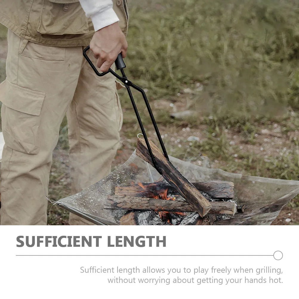 

Щипцы для уличного угля, зажим для огня для барбекю, ручка для камина, длинная ручка, щипцы для кемпинга, зажим для угля