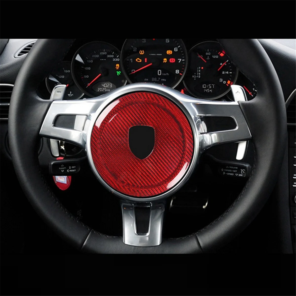 Anelli del volante in vera fibra di carbonio Logo Trim Cover adesivi per Porsche 911 Panamera Cayenne Boxster 2008-2016 nero