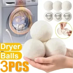 7cm 3pcs Reusable Wool Dryer Balls Clothes Softener Laundry Fleece Dryer Ball Kit Home Clothes Dryer Washing Machine Balls