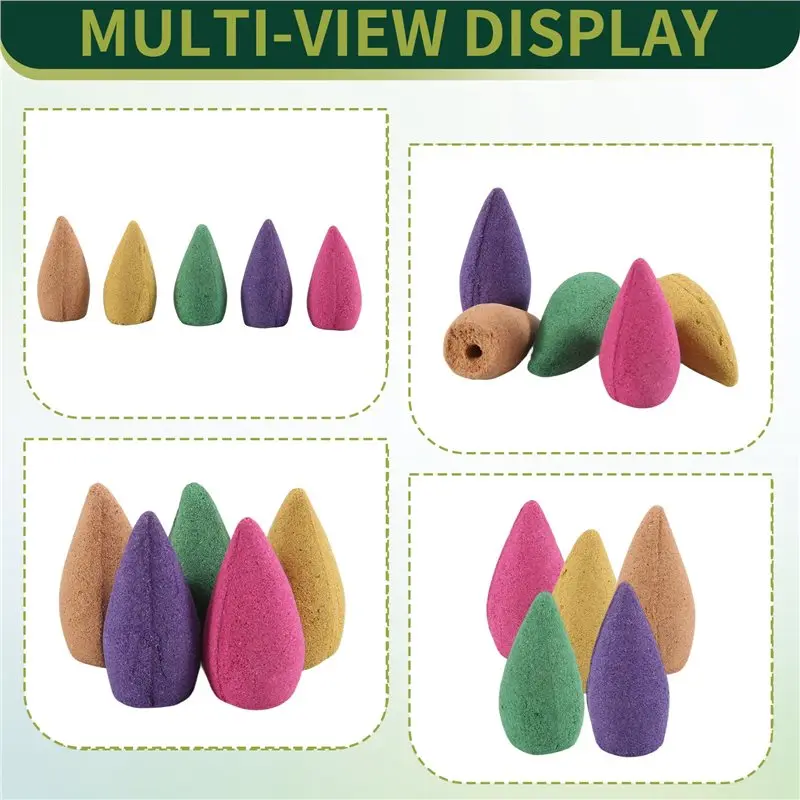 B50C 100Pcs Reflux Incense Cones Aromatherapy Lavender Rose Jasmine