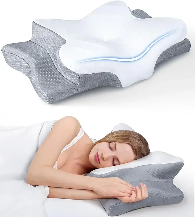 Ultra Pain Relief Adjustable Orthopedic Odorless Ergonomic Contour Cooling Memory Foam Bed Pillows Memory cotton gel pillow