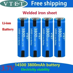 Bateria recarregável do íon do lítio com soldadura, bateria 14500, 3.7V, AA 3800mAh, para a escova de dentes elétrica, lâmina, barbeiro, novo