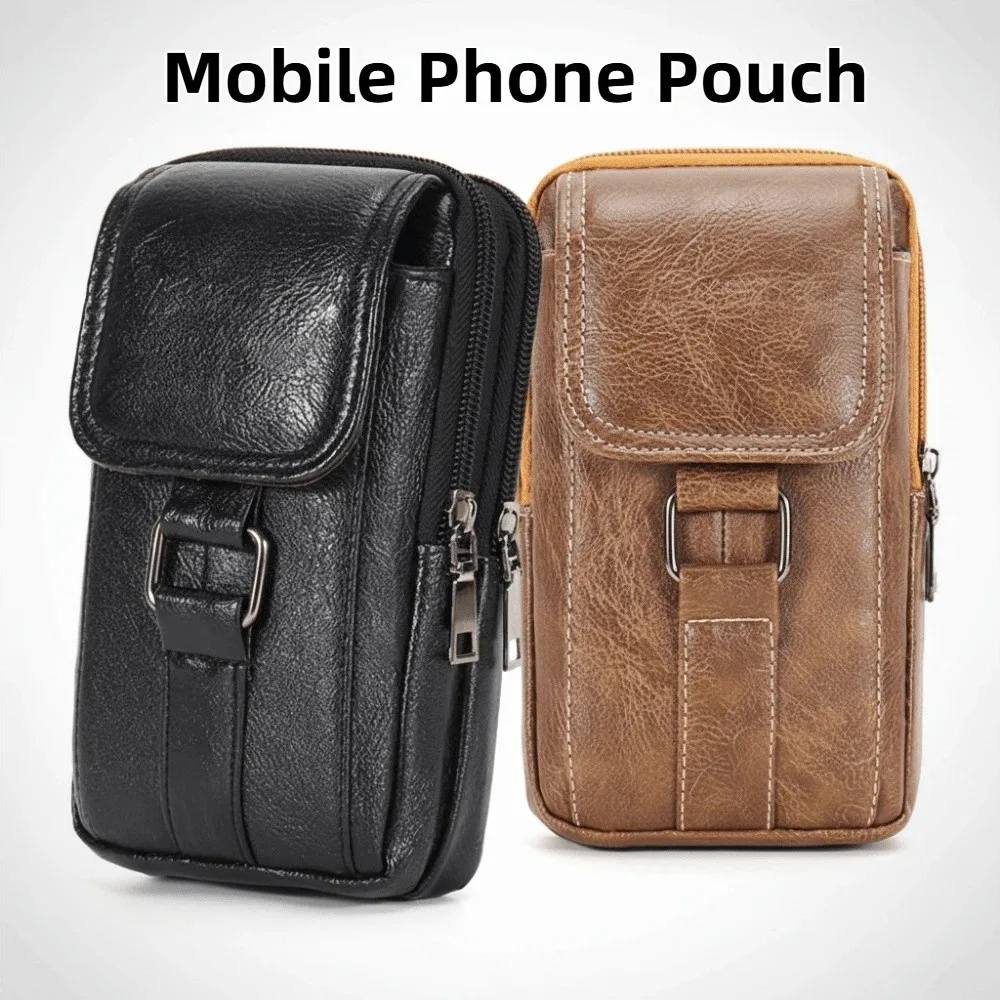 مع حزام الهاتف المحمول الحقيبة طبقات مزدوجة سعة كبيرة حزام الهاتف كليب حقيبة مشبك معدني حزام الهاتف العالمي شنقا الحقيبة