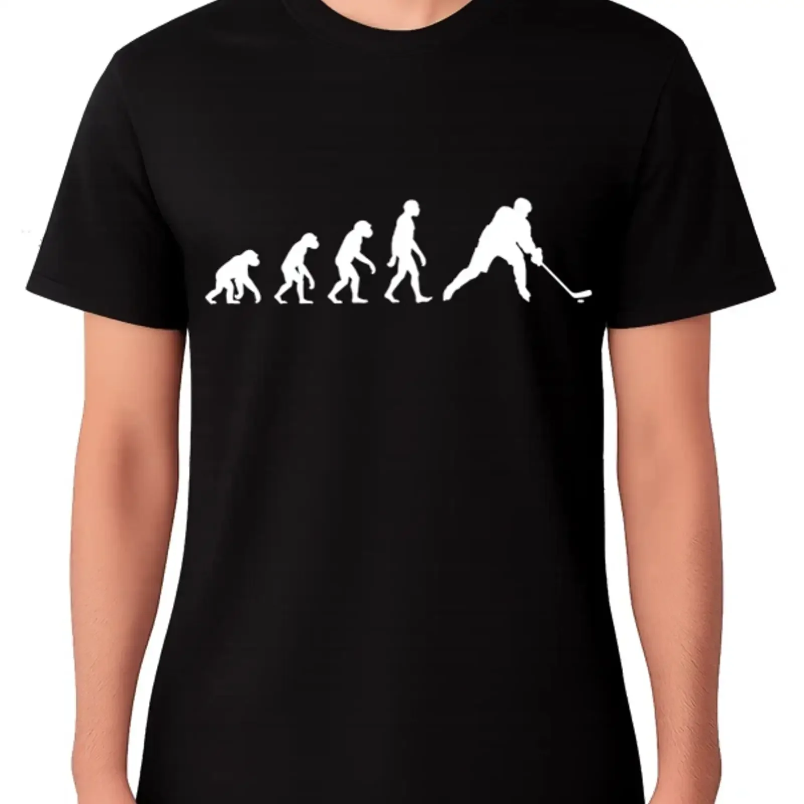 T-shirt Hockey Evolution pour homme, humoristique, vintage, lavé, respirant, élégant, décontracté, unisexe, pour tous les jours