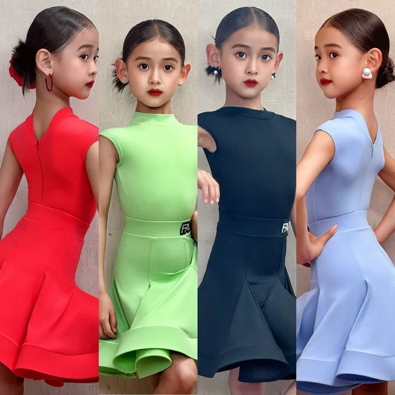 

Новинка 2024, платье для латинских танцев для девочек, детская танцевальная одежда, детский национальный стандартный костюм для бальных танцев SL13073