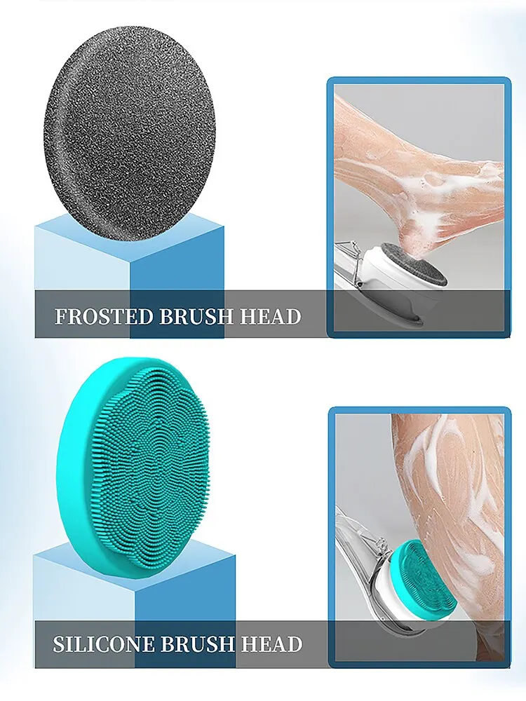 غسالة كهربائية من KEMEI قابلة لإعادة الشحن للاستحمام بمقبض طويل جهاز غسيل دوار للتقشير للاستحمام