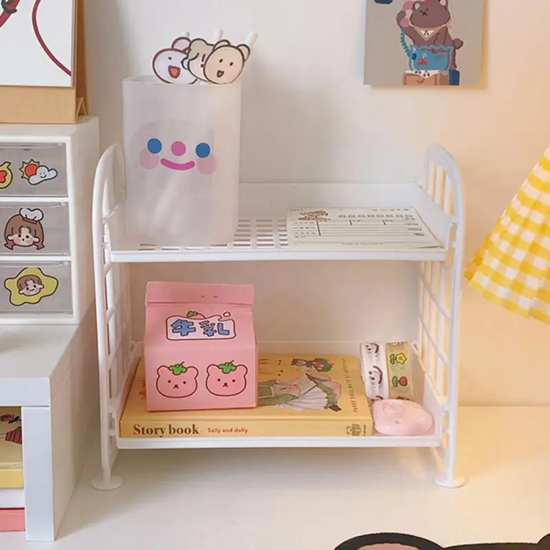 Desktop Organizer Storage Rack Folding Hollow Shelf Desk Shelves Cosmetic Skin Care Sundries Storage Box Bathroom Accessories