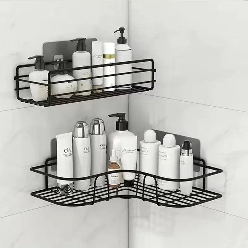 Étagère murale flottante en métal pour salle de bain, chariot de rangement, rideau de douche, organisateurs de rangement de cuisine, commode