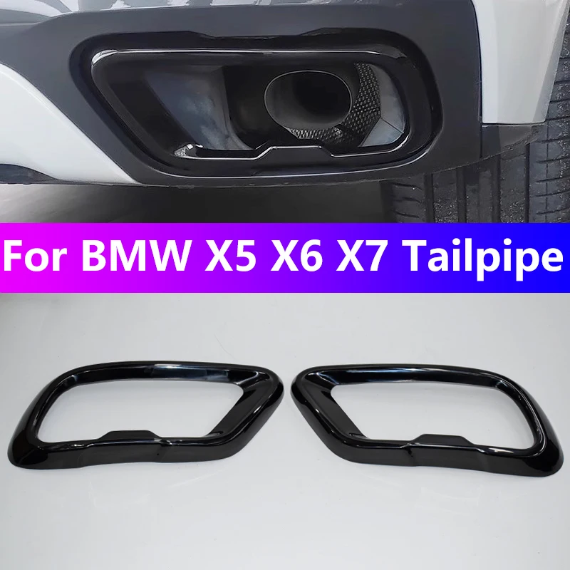 For 2019 - 2024 BMW X5 G05 X6 G06 X7 G07 exhaust pipe muffler tailgate trim external stainless steel black tailgate nozzle