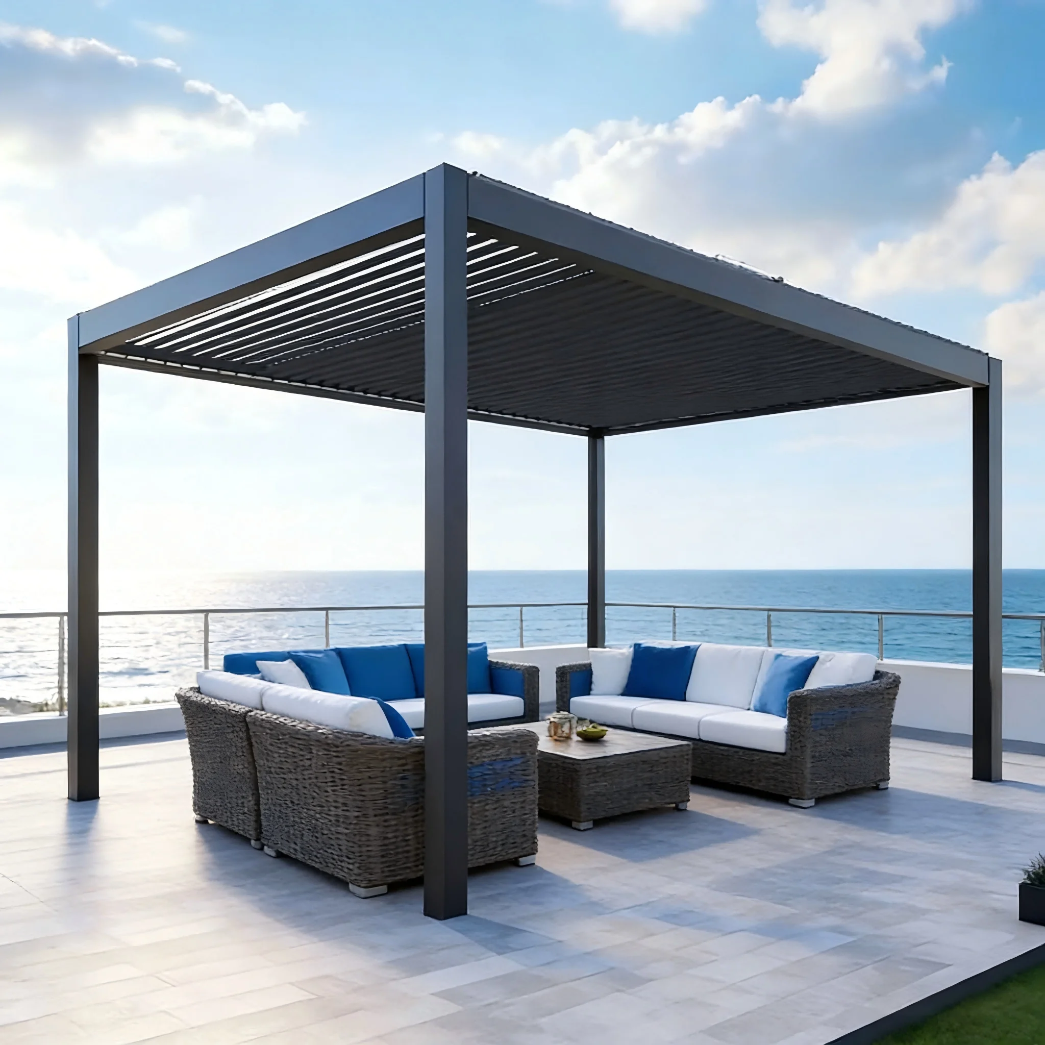 Luxury Garden Gazebo Motorized Bioclimatic Aluminum Patio Roof Outdoor Louvered Aluminium Pergola Aluminium Pergola Outdoor