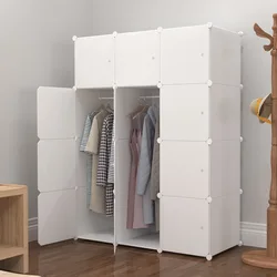 Armoire pliable en plastique pour chambre à coucher, armoire simple, gain de place, étagères d'évaluation, meubles portables