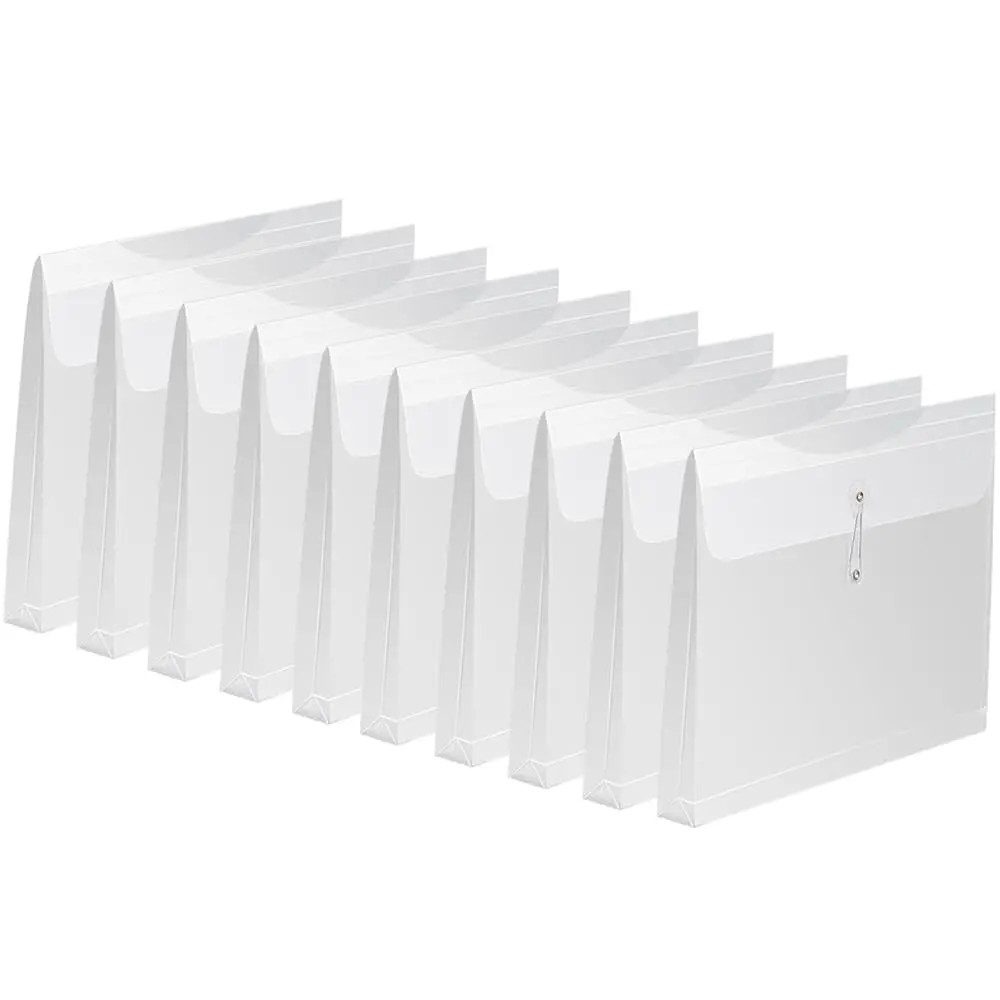 

Clear Poly Envelopes with String Closure 10 Pack, Transparent Envelope Folders with Top Opening, Reusable Plastic File Folde