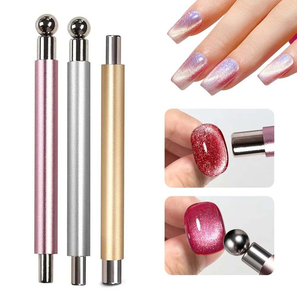 1pc Multifunctional Cat Eye Nail Magnet Pen Double Headed Ball Magnetic Stick for Creating Charming Cat Eye Nail Art Effect Tool