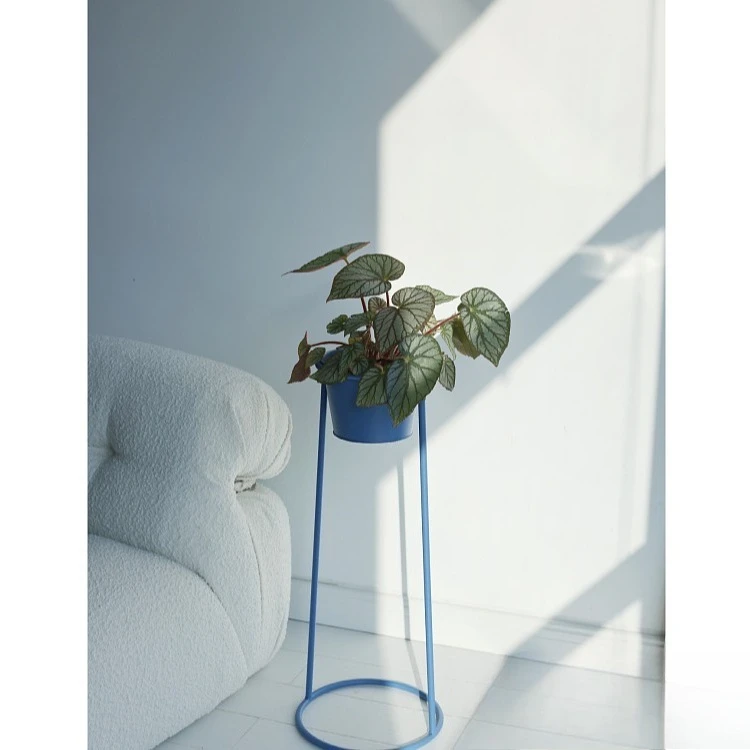 Hee Woo Prussian blue flower stand Interior very simple movable design Balcony flower pot Living