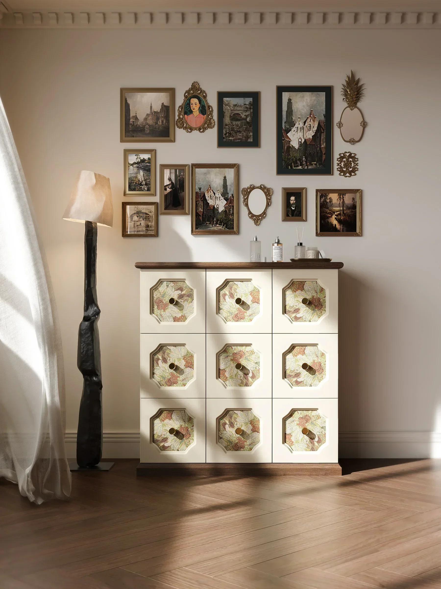 حار بيع ودائم الفرنسية الإبداعية الأوسط القديمة متعددة الأدراج خزانة خزانة جانبية خزانة التحف خزانة حائط #2