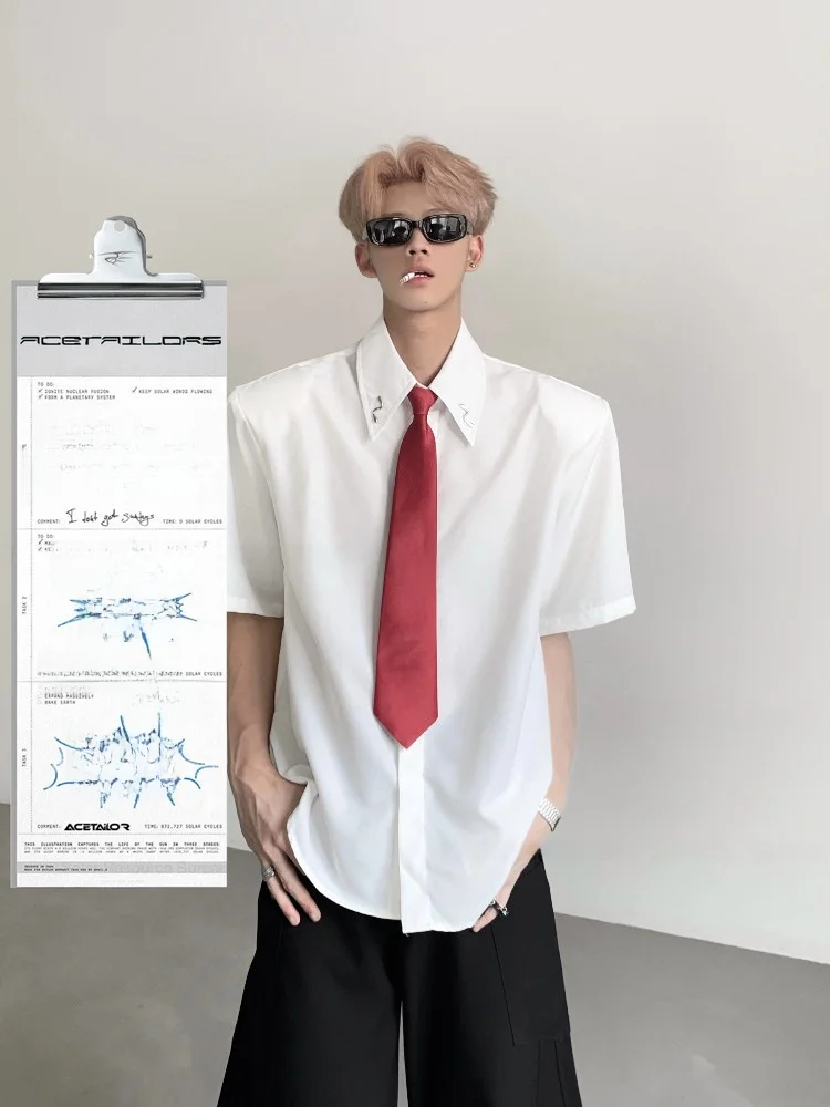 Ace Minimalist Anti-Wrinkle Shirt Men's Summer Short Sleeve Non-Ironing Slim Fit Shirt Breathable Polyester Fiber Casual Shirt