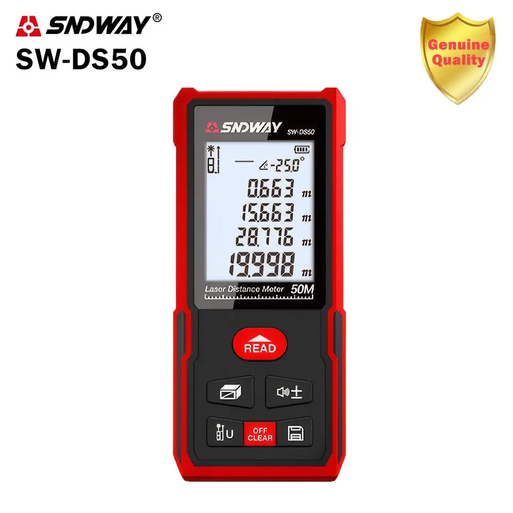 

SNDWAY SW-DS50 Roulette Ruler Distance Measuring Tape 50m70m100m120m Rangefinder Digital Range Finder Laser Distance Meter