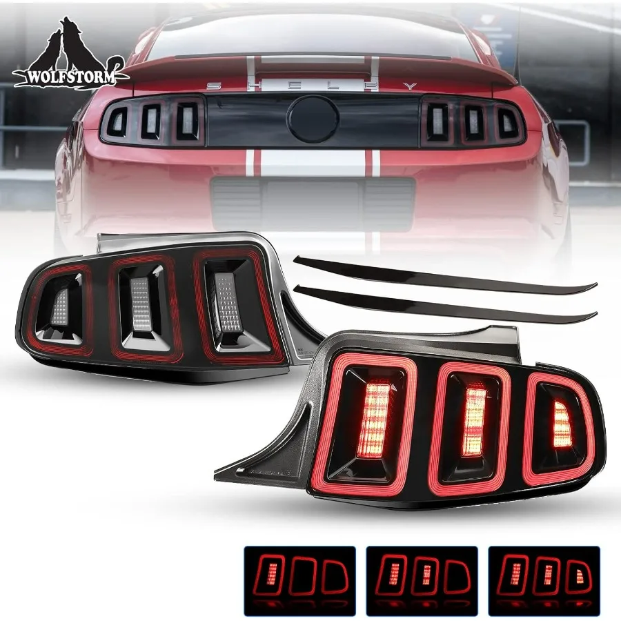 

LED Tail Light Fit for 2010 2011 2012 2013 2014 Ford Mustang with Dynamic Running Turn Light Design, 10-14 Ford Mustang Tail Lig