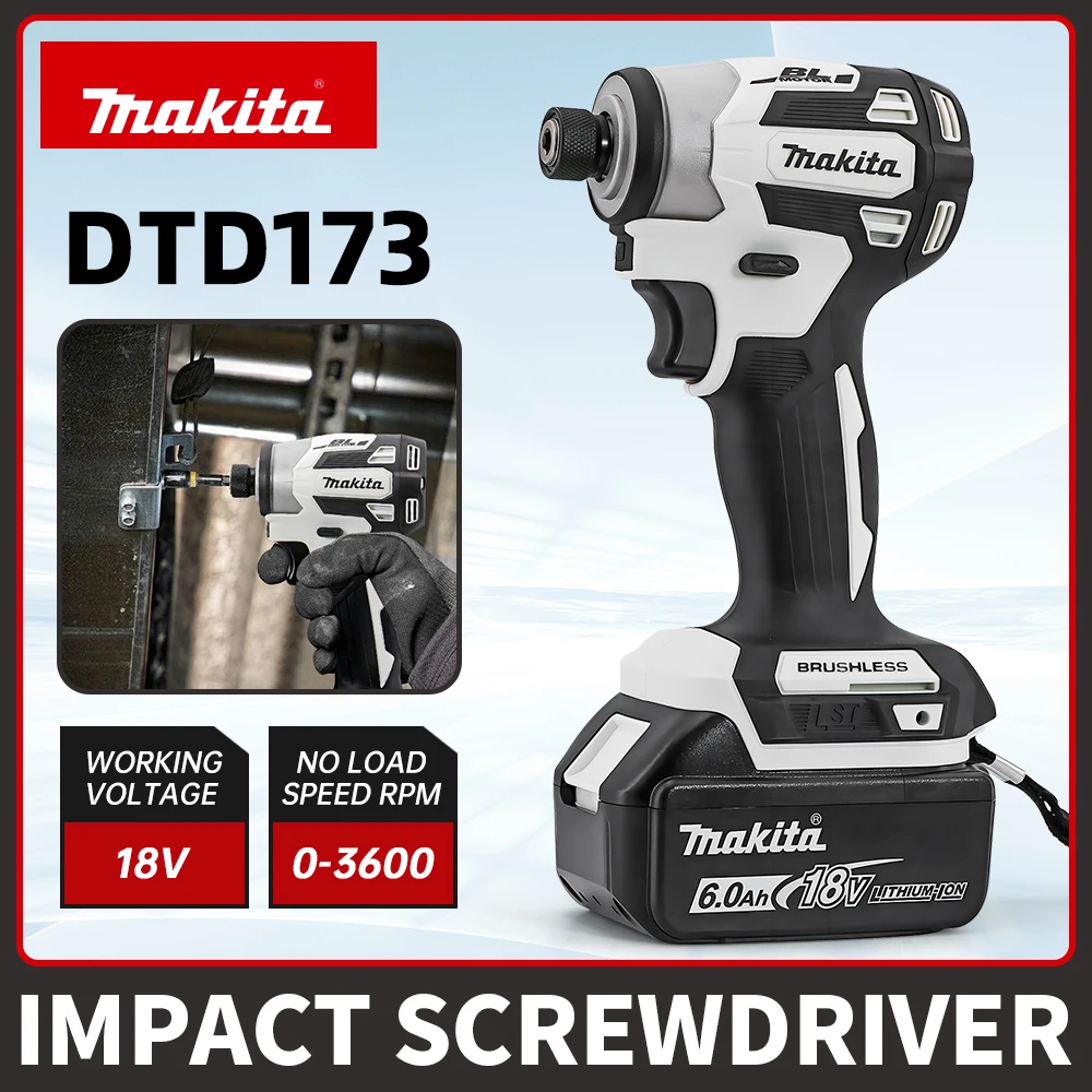 Makita DTD173 180Nm White Brushless Electric 18V  Screwdriver Multicolor Home Improvement DIY Electric Wood Bolt T-Mode