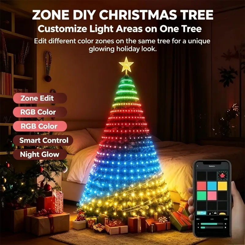 Smart Christmas Tree Bluetooth Colorful Point Control Light with String Neon Lights Festival LED Decorative Atmosphere Light
