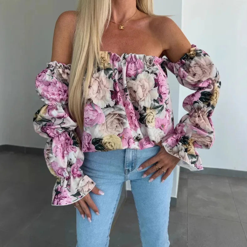 

Women Blouse Shirt New Long Sleeve Slash Neck Sexy Print Blouse Shirt Women Tops Blouses Shirts Blusas Para Mujer Camisas