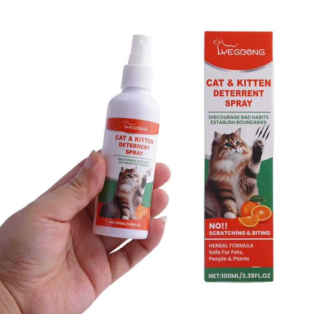 Pare os arranhões gato spray dissuasor para gatinhos e gatos 100ml spray repelente de gatos manter gatos fora ferramenta de treinamento seguro não-para r5a9