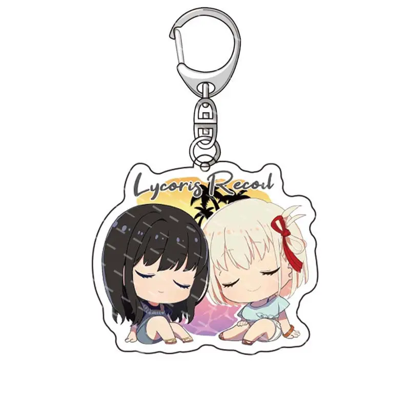 Cartonn Anime Lycoris Recoil Figures Nishikigi Chisato Inoue Takina Cosplay Acrylic Keychains Cute Bag Accessories Fans Gifts