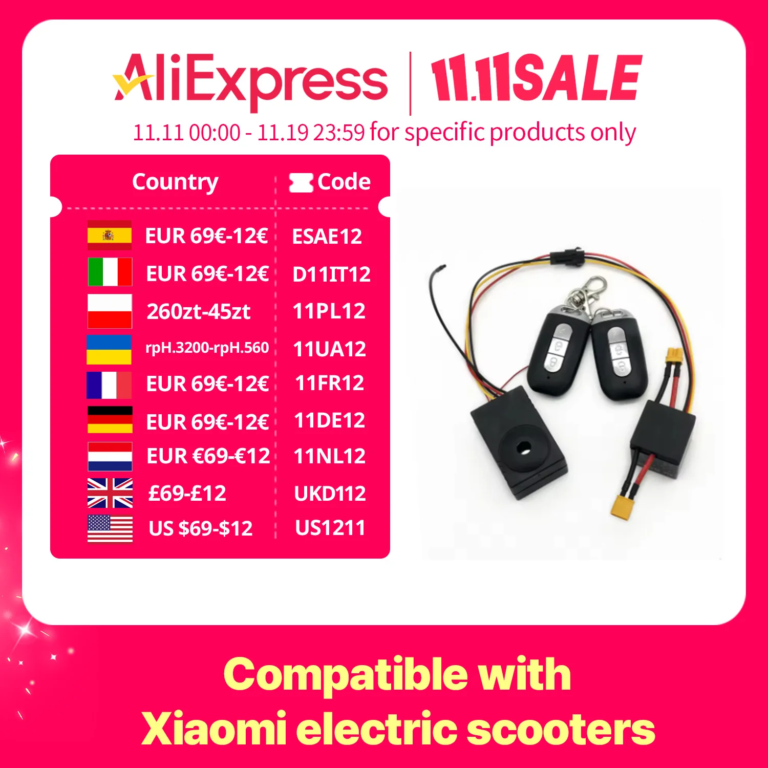 

Universal XT30 Anti-Theft Alarm Security System for Xiaomi Electric Scooter 29-68V