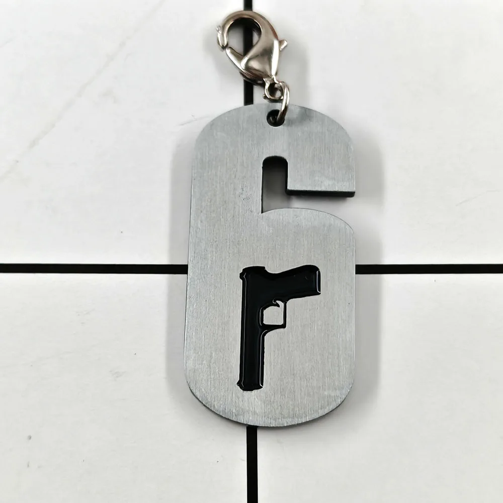 Punk Style Digital 6 Keychain Street Subculture Key Chain Double Sided Pattern Retro Metal Pin Backpack Decoration Accessories