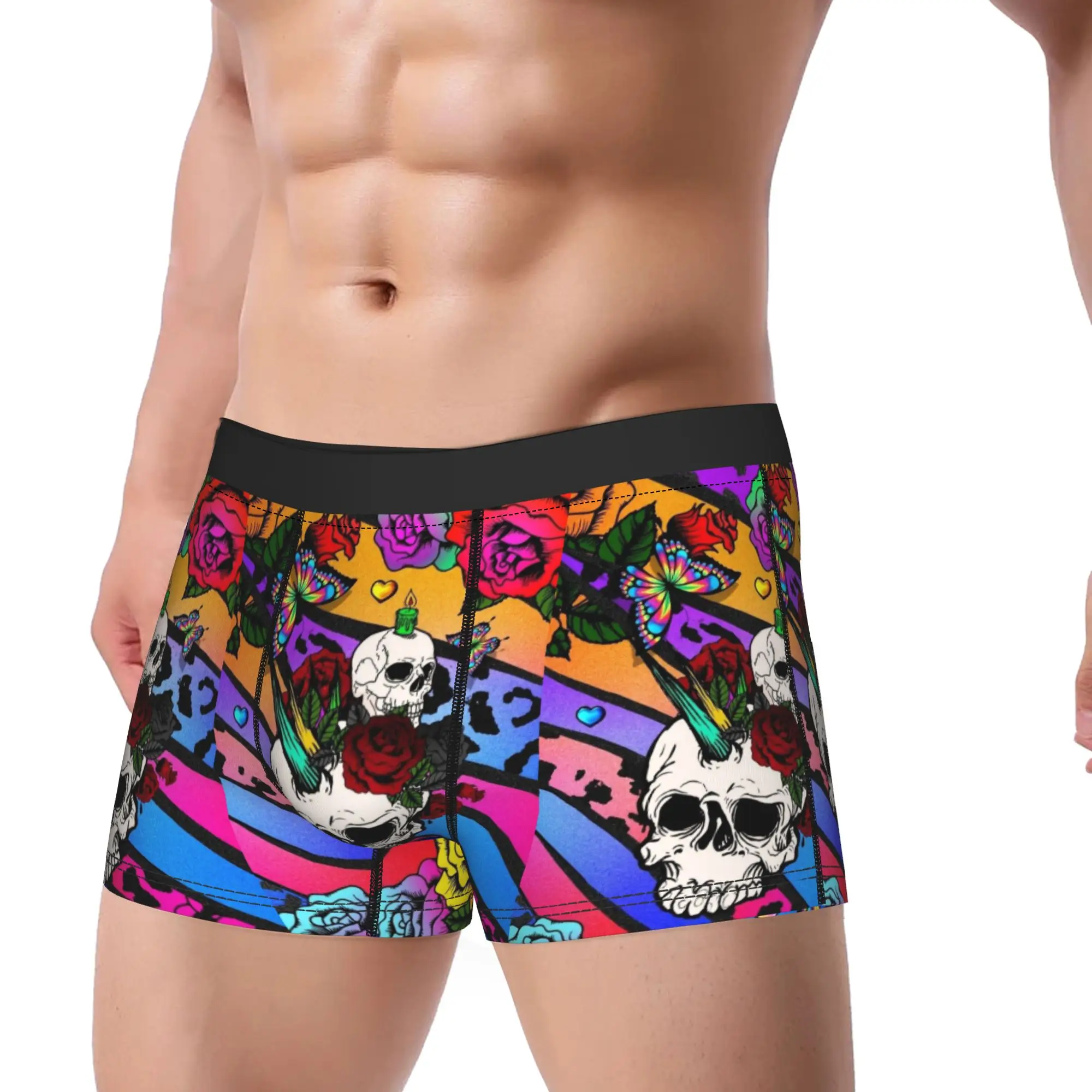 Gothic Skull Graffiti Boxershorts  3D Pouch Underwear Hot Sale Design Shorts Briefs Comfortable Men Panties Plus Size
