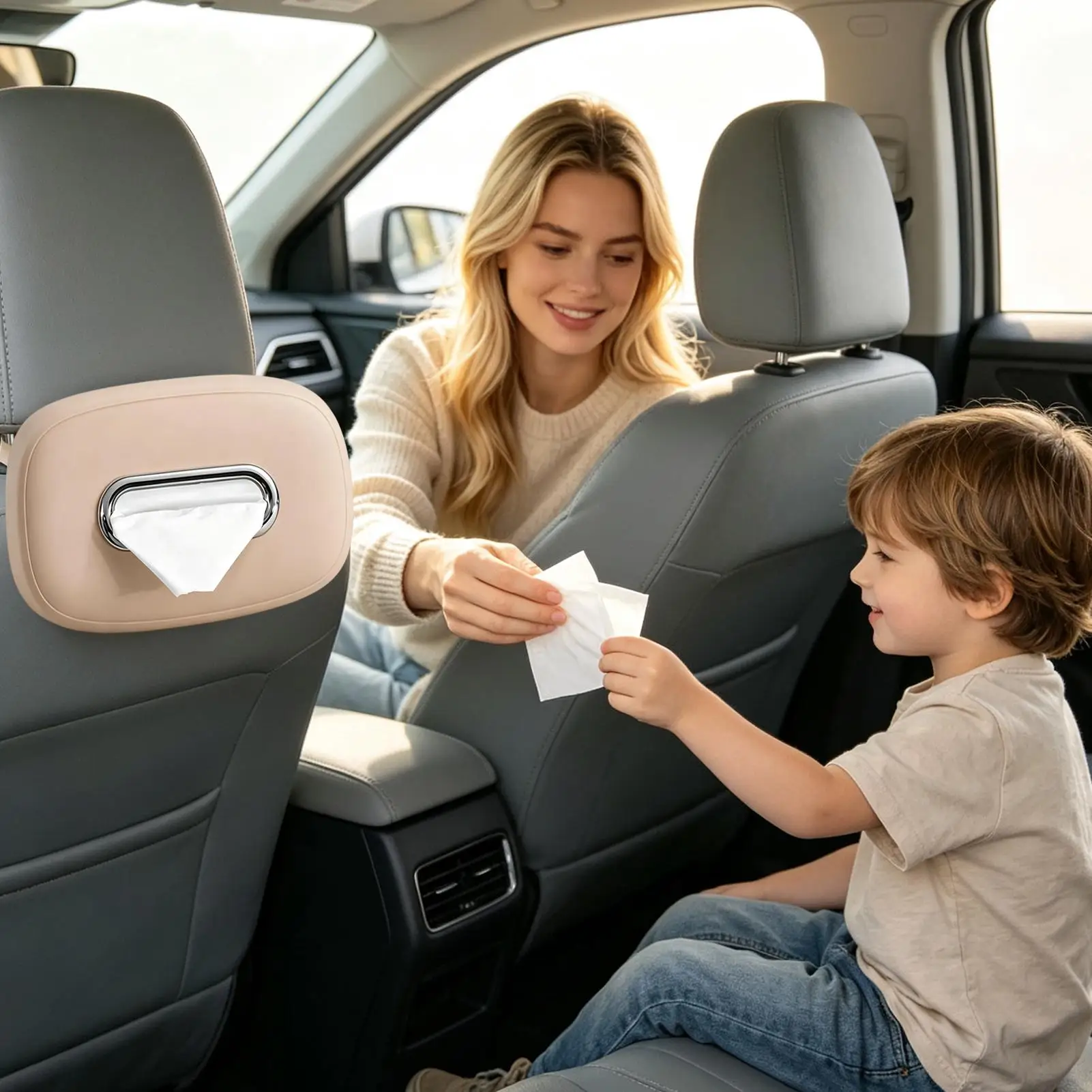 Tissue Box For Car Washable Adjustable Strap Headrest Storage Tissue Holder Car Accessories For Truck SUV MPV RV Sedan Sun Visor