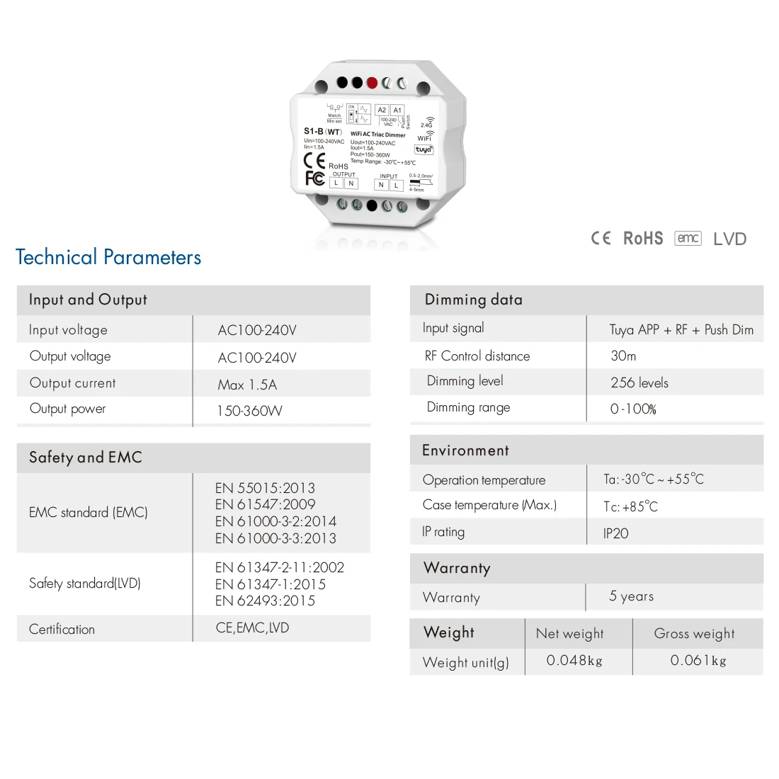 TUYA WiFi LED Dimmer 220V 110V AC Triac Dimmer Push Switch Wireless 2.4G RF Remote Control Echo Plus Voice Control fr led lamp