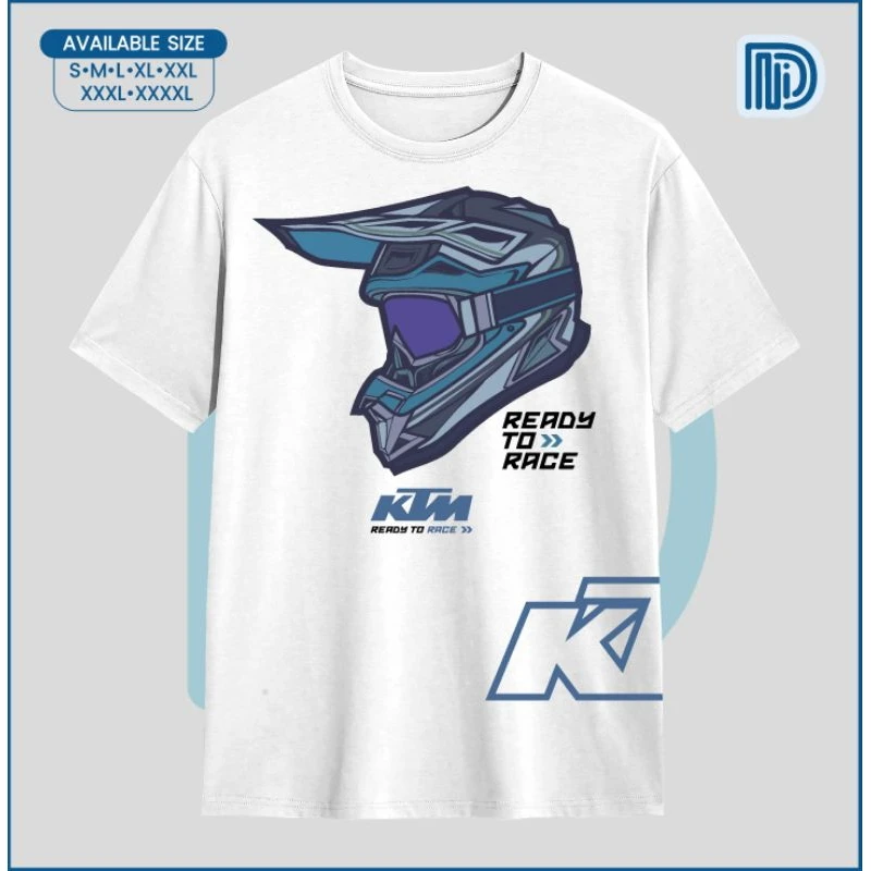 Men's 100% Cotton KTM Motocross Helmet T-Shirt Summer Casual Daily Wear Big Size 4XL 5XL Biker Gift Short Sleeve Tee