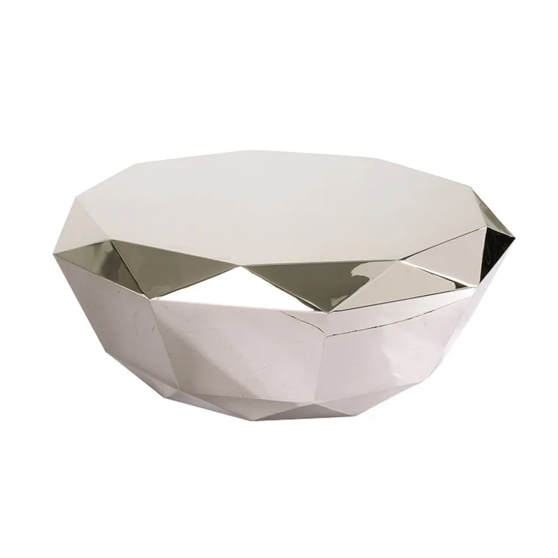 All stainless steel diamond coffee table modern fashion light luxury living room model room sales department mirror titanium sma