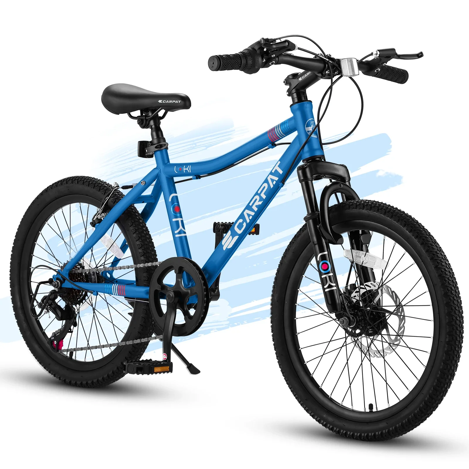 Ecarpat Kids’ Bike 20 Inch Wheel Mountain Bike, Durable Carbon Steel Frame 7 Speed Bicycle, Front Suspension Disc+V-Brake