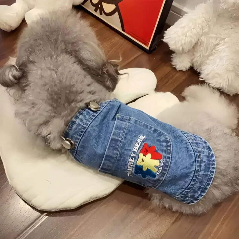 Pet Cat Dog Clothes Bear Denim Strap Dress Dog Cherry Strap Dress Pumpkin Teddy Schnauzer Dogs Small Dog Dress Puppy Clothing