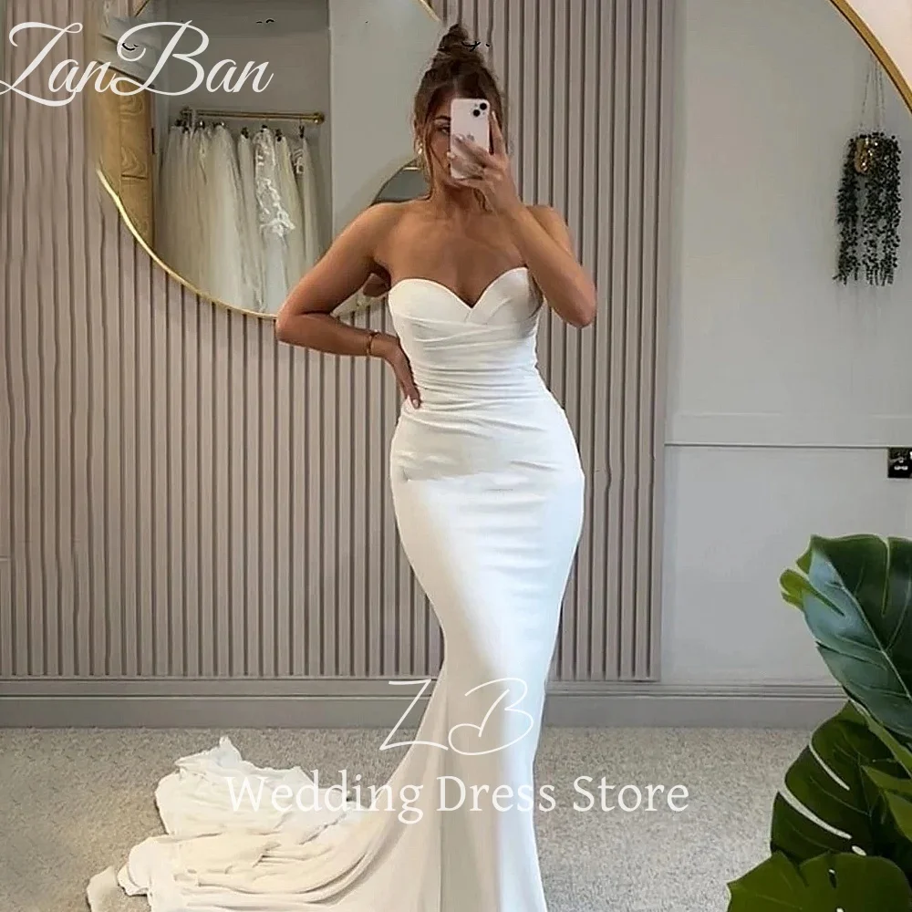 ZanBan Angepasst Elegante Lange Brautkleider Schatz Backless Bodenlangen Meerjungfrau Bräute Kleid Frauen Vestidos De Novias