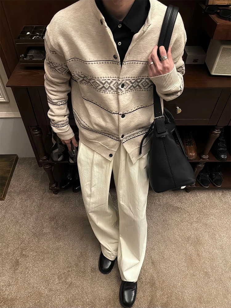 

Мужской вязаный кардиган Cleanfit, свитер, осенняя мода, художественная цветочная вышивка, высокое качество, винтажное длинное пальто све