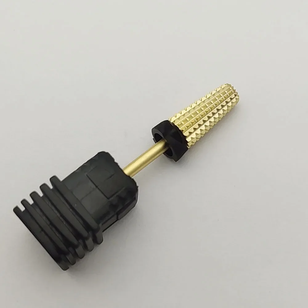 Brocas para uñas de carburo dorado de seguridad cónicas 5 en 1 con taladros cortados, fresa de carburo para manicura, accesorios para quitar uñas de Gel