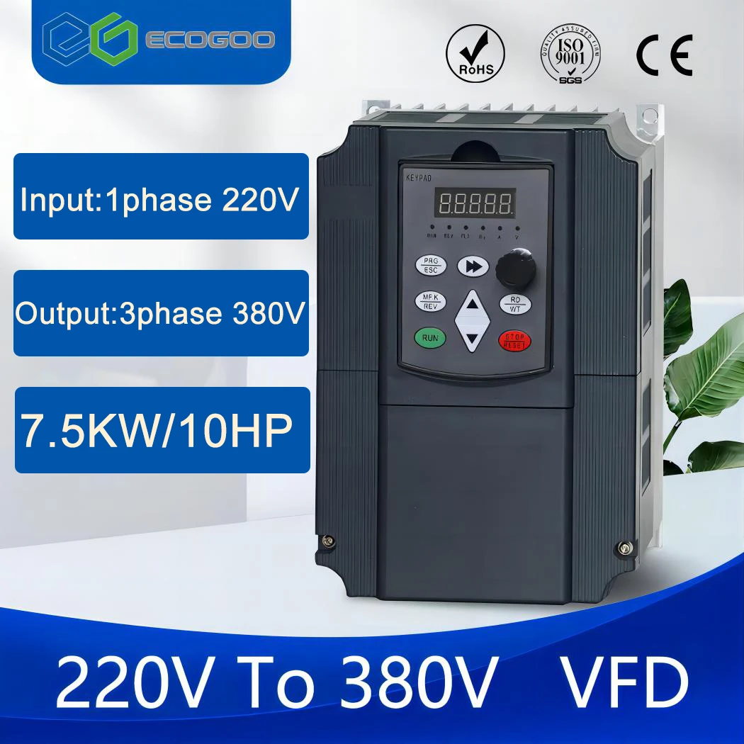 1 phase 220v input to 3 phase 380V output 7.5KW10HP/11KW15HPFrequency Inverter VFD Adjustable Speed Drive Frequency Converter