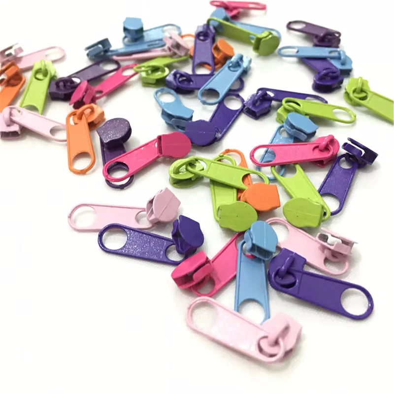 25Pcs/lot Bright Color 3# Nylon Zipper Slider Fashion Zipper Puller DIY Handwork Bag Close-End  AA7661