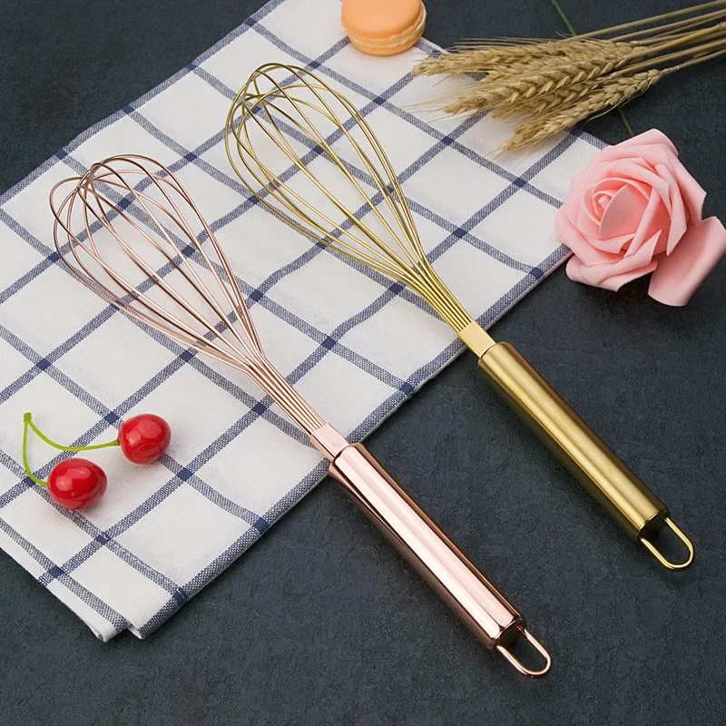 1Pcs Gold Stainless Steel Egg Beater Hand Whisk Egg Mixer Baking Cake Tool Baking Set Home Egg Tools Kitchen Accessories for Egg