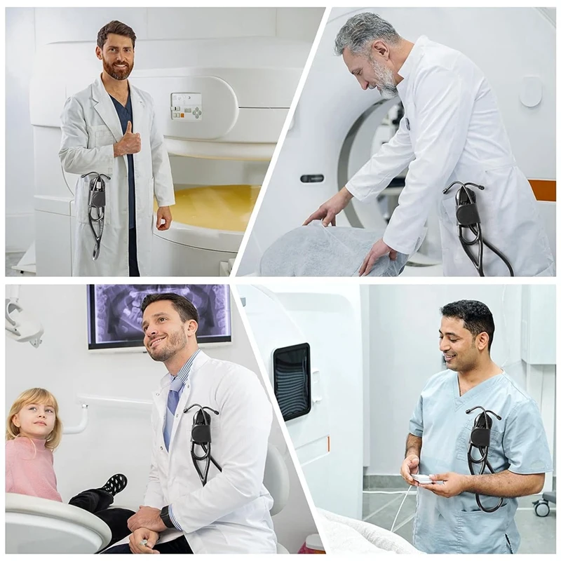 Stethoscope Holder-Stethoscope Clip Hip Holder With Leather Stethoscope Holster For Littmann & Most Stethoscopes Black