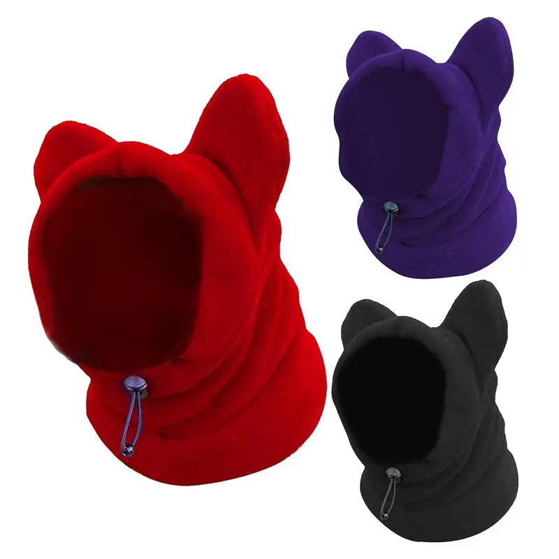 Thickened Cozy Polar Fleece Dog Winter Hat Washable Ears Hoodie Head Wrap Neck Warmer Scarf For Winter Cold Weather Dog Puppy