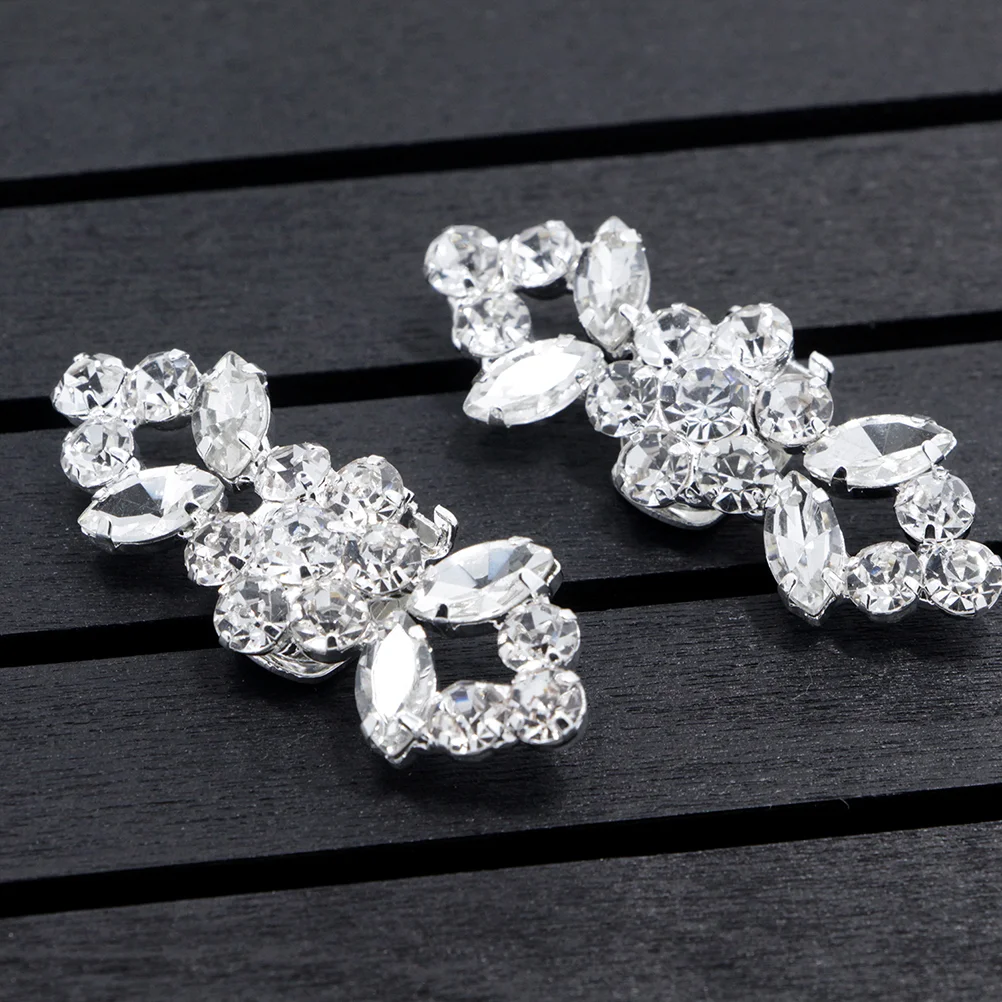 1 Pair Fashion Crystal Shoe Buckle Silver Alloy Shoe Clip DIY Shoe Decoration for Wedding Bride Women (Style 1)