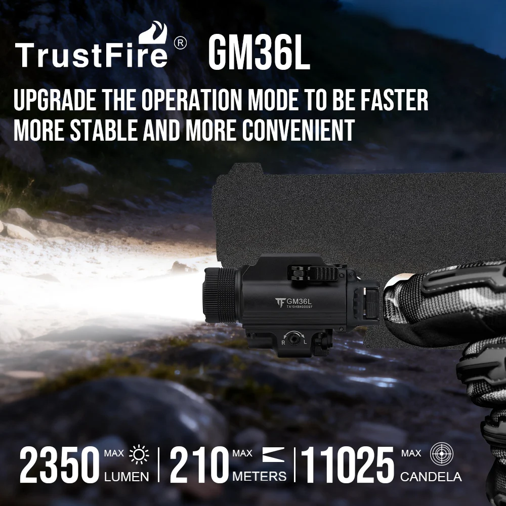 Trustfire GM36L 2350lumen Tactical Flashlight 11025CD Pistol Torch Rail Mounted Quick Release Rechargeable LED Light for M&P/GL